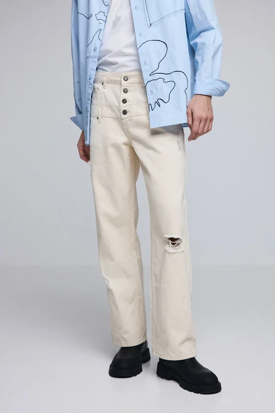 Double Waist Ripped Trousers Double Waist Ripped Trousers