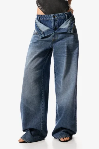 Double Waistband Denim Trousers Masha Popova