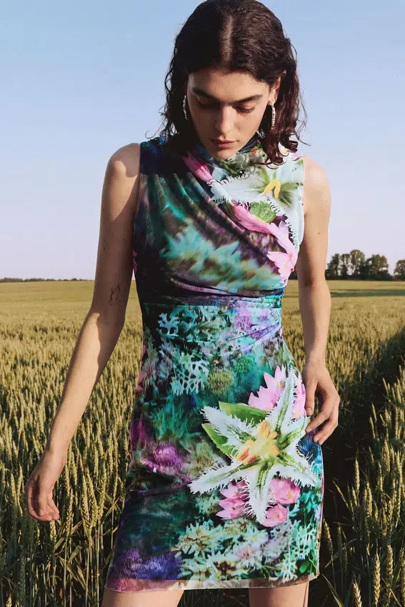 Draped Floral Dress Draped Floral Dress