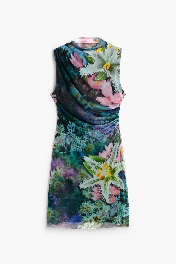 Draped Floral Dress Draped Floral Dress