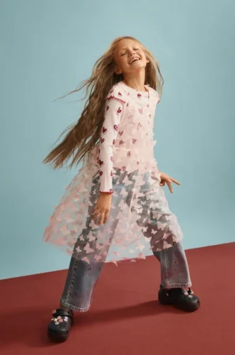 Dress with Butterfly Appliques