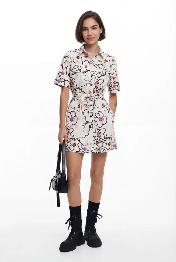 Dress with Drawn Flowers Dress with Drawn Flowers