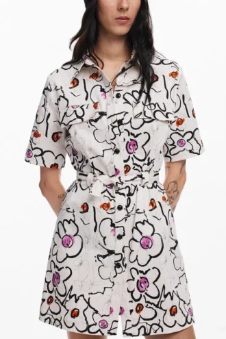 Dress with Drawn Flowers
