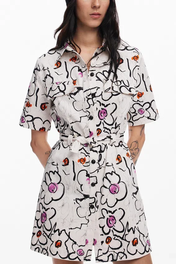 Dress with Drawn Flowers Dress with Drawn Flowers
