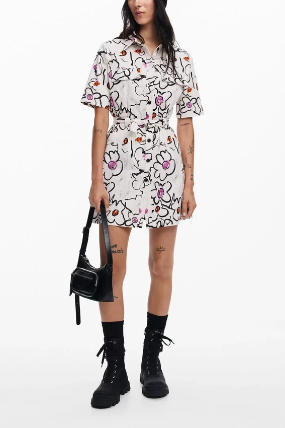 Dress with Drawn Flowers Dress with Drawn Flowers