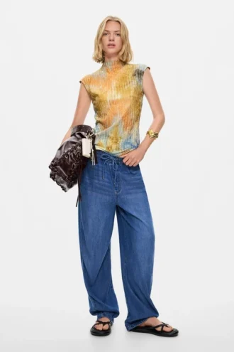 Elastic Long Denim Trousers