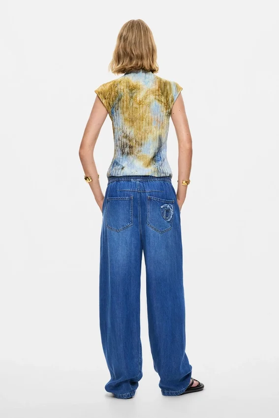 Elastic Long Denim Trousers Elastic Long Denim Trousers