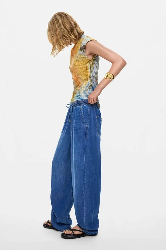Elastic Long Denim Trousers Elastic Long Denim Trousers