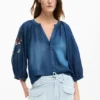 Embroidered Balloon Blouse