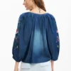 Embroidered Balloon Blouse