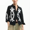 Embroidered Balloon Sleeve Shirt