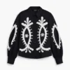 Embroidered Balloon Sleeve Shirt