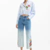 Embroidered Culotte Jeans
