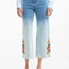 Embroidered Culotte Jeans