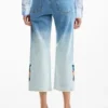 Embroidered Culotte Jeans