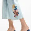 Embroidered Culotte Jeans