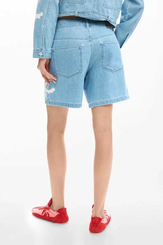 Embroidered Denim Bermuda Embroidered Denim Bermuda