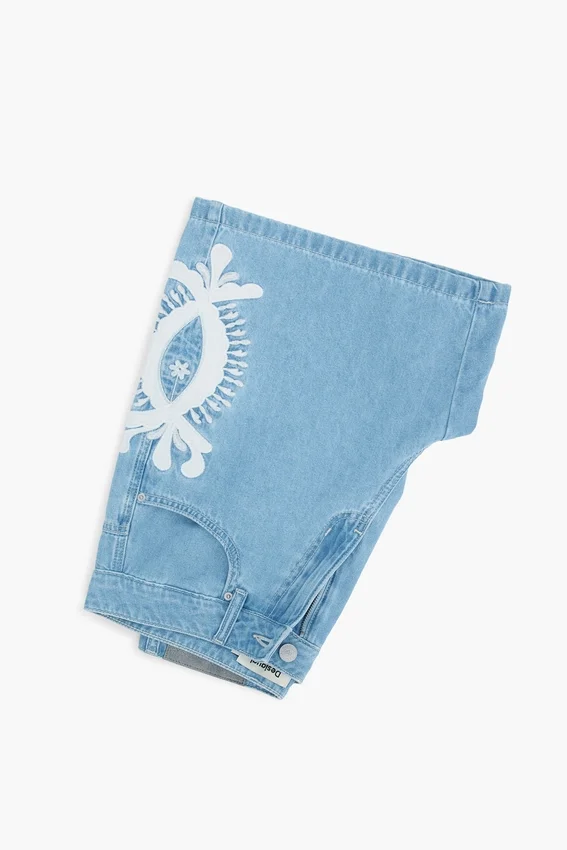 Embroidered Denim Bermuda Embroidered Denim Bermuda