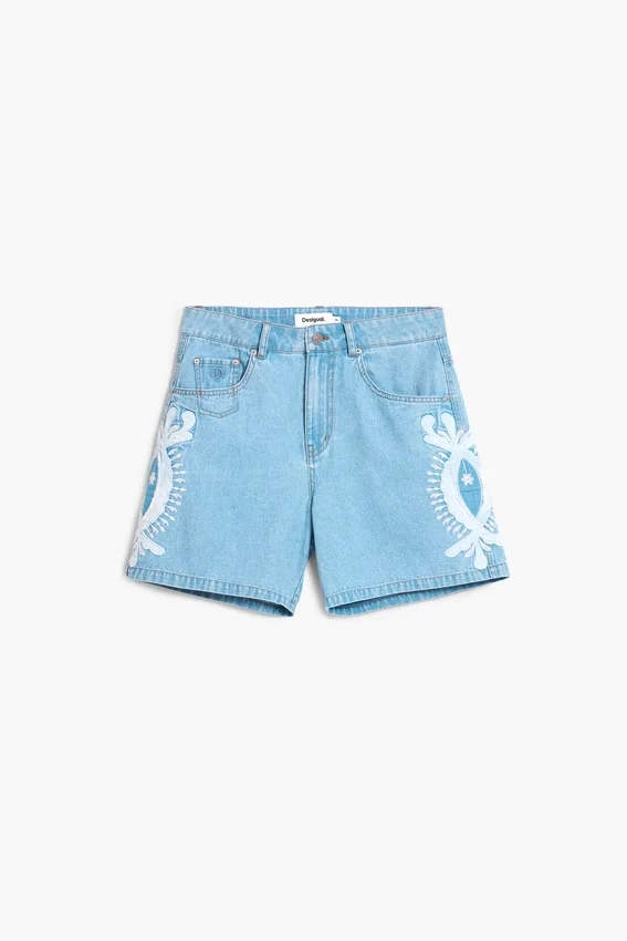 Embroidered Denim Bermuda Embroidered Denim Bermuda