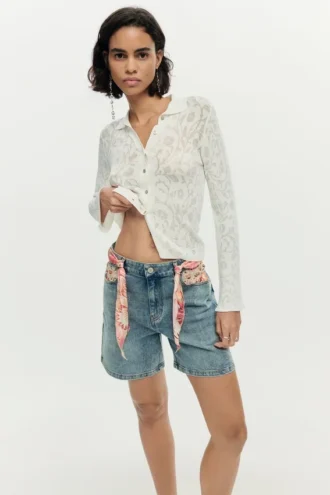 Embroidered Denim Shorts Embroidered Denim Shorts