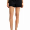 Embroidered Denim Shorts