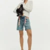 Embroidered Denim Shorts
