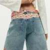 Embroidered Denim Shorts