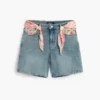 Embroidered Denim Shorts
