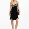 Embroidered Fluid Strap Dress
