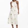 Embroidered Halter Dress