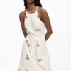 Embroidered Halter Dress