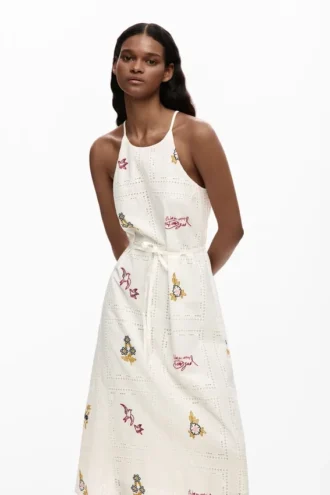 Embroidered Halter Dress