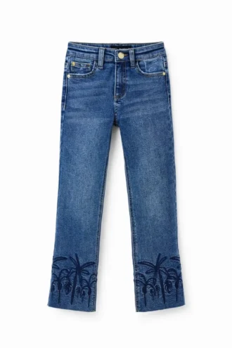 Embroidered Long Flare Jeans