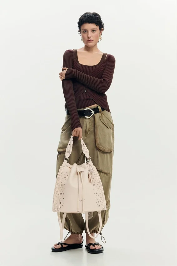 Embroidered Ruched Backpack Embroidered Ruched Backpack