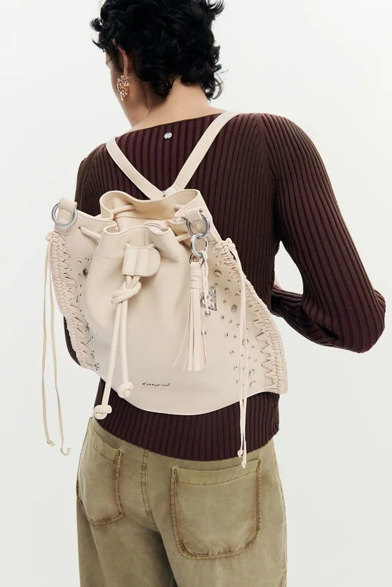 Embroidered Ruched Backpack Embroidered Ruched Backpack