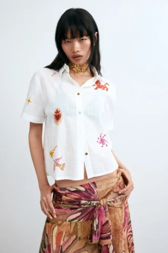 Embroidered Short-Sleeve Shirt