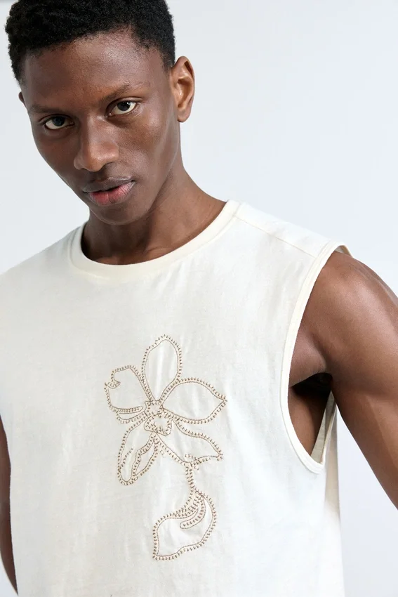 Embroidered Spaghetti Strap Top Embroidered Spaghetti Strap Top