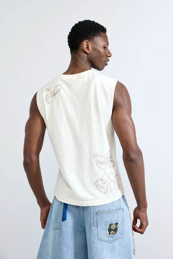 Embroidered Spaghetti Strap Top Embroidered Spaghetti Strap Top