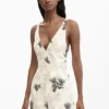 Embroidered Strap Dress with Branches Embroidered Strap Dress with Branches