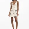 Embroidered Strap Dress with Branches Embroidered Strap Dress with Branches