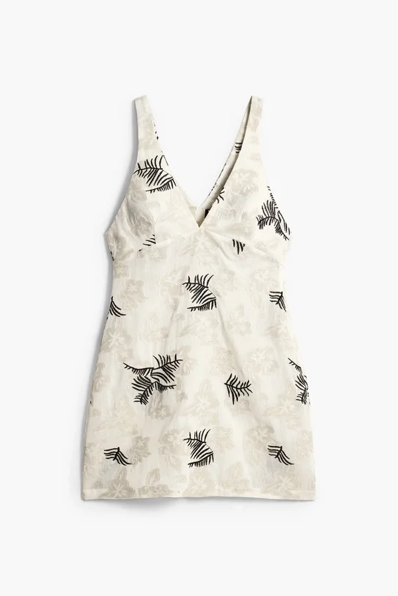 Embroidered Strap Dress with Branches Embroidered Strap Dress with Branches