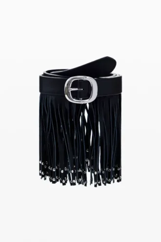 Faux Leather Fringe Belt