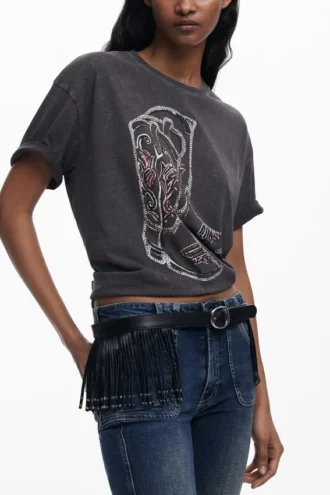 Faux Leather Fringe Belt