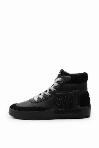 Faux-Sheepskin High-Top Sneakers
