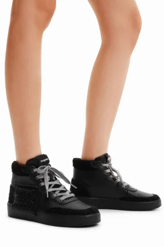 Faux-Sheepskin High-Top Sneakers