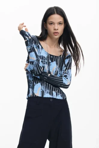 Fine Floral-Texture Sweater
