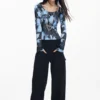 Fine Floral-Texture Sweater