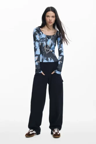 Fine Floral-Texture Sweater