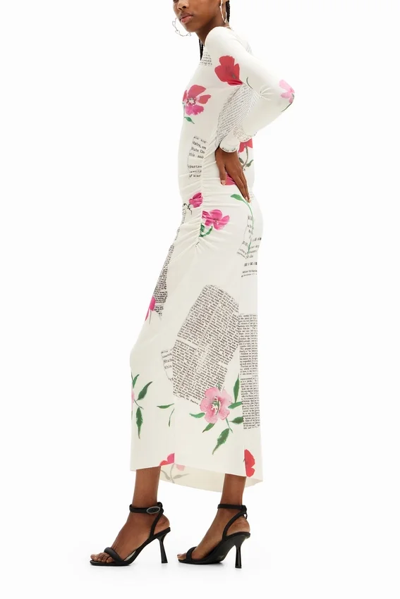 Fitted Text Midi Dress Fitted Text Midi Dress