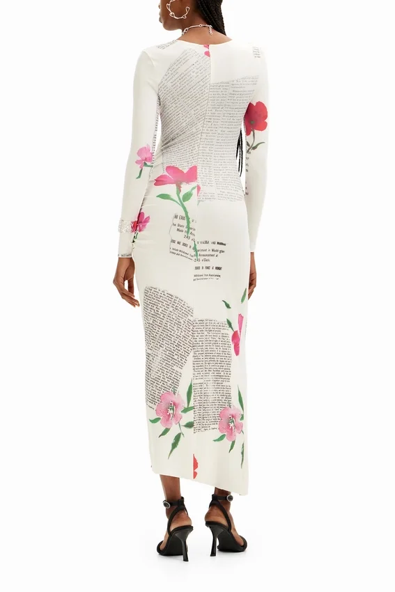 Fitted Text Midi Dress Fitted Text Midi Dress